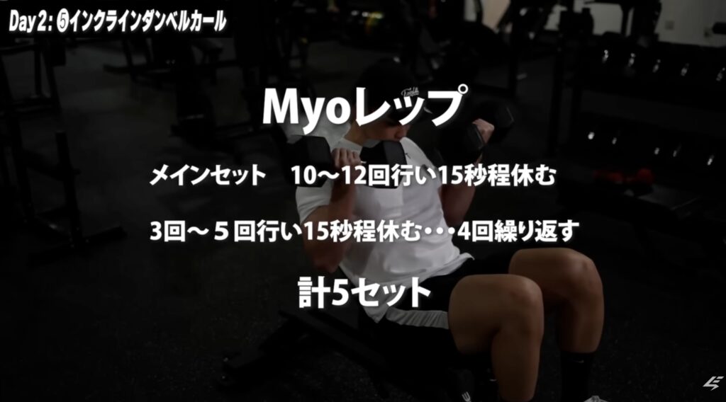 インクラインダンベルカールはMyoレップでおこなう